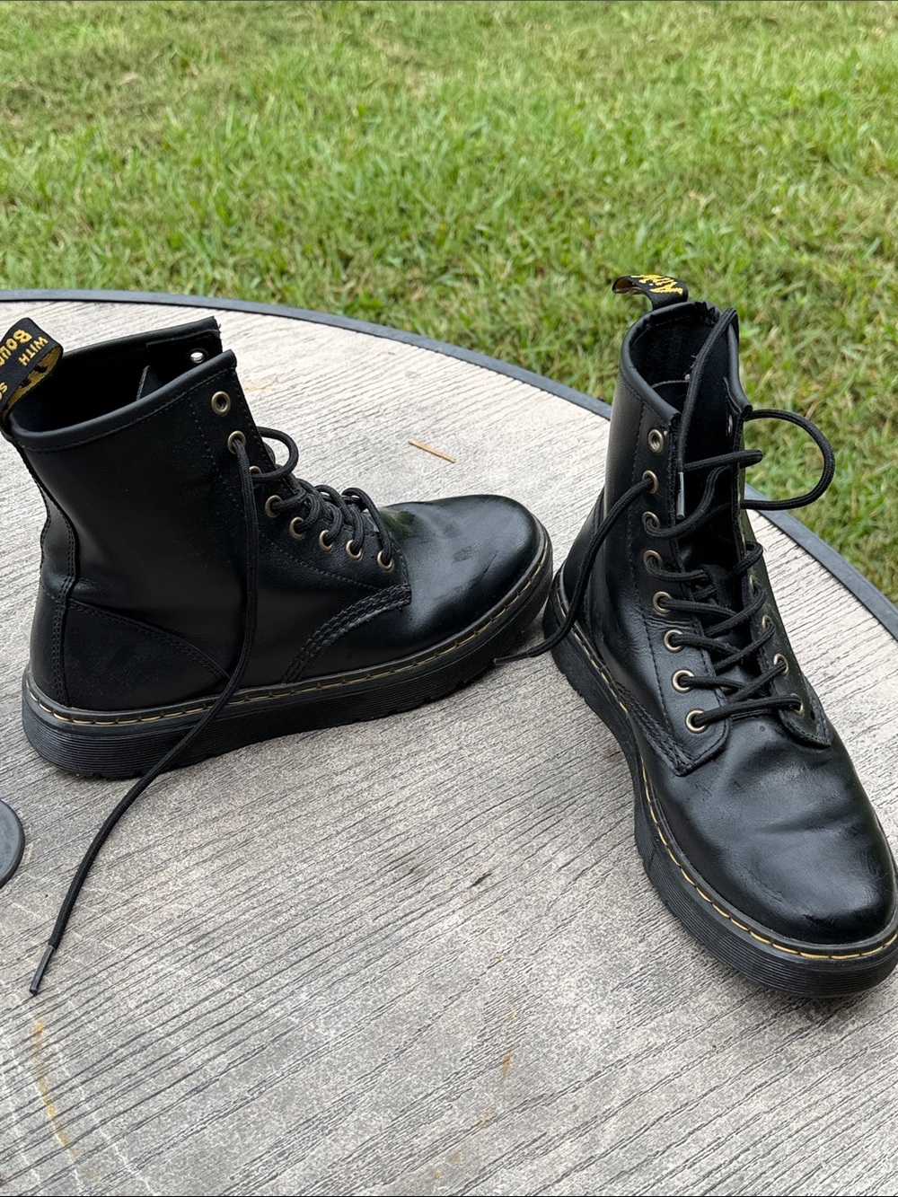 Dr.Martin Leather Lace-Up Combat Boots - 8